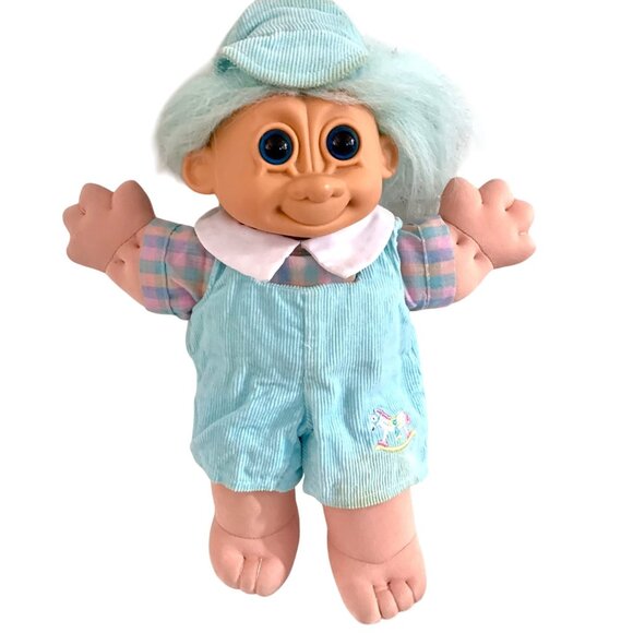 Vintage Russ Berrie Troll Doll Mint Green Hair Outfit 12” Collectible Plush Toy - Picture 1 of 9